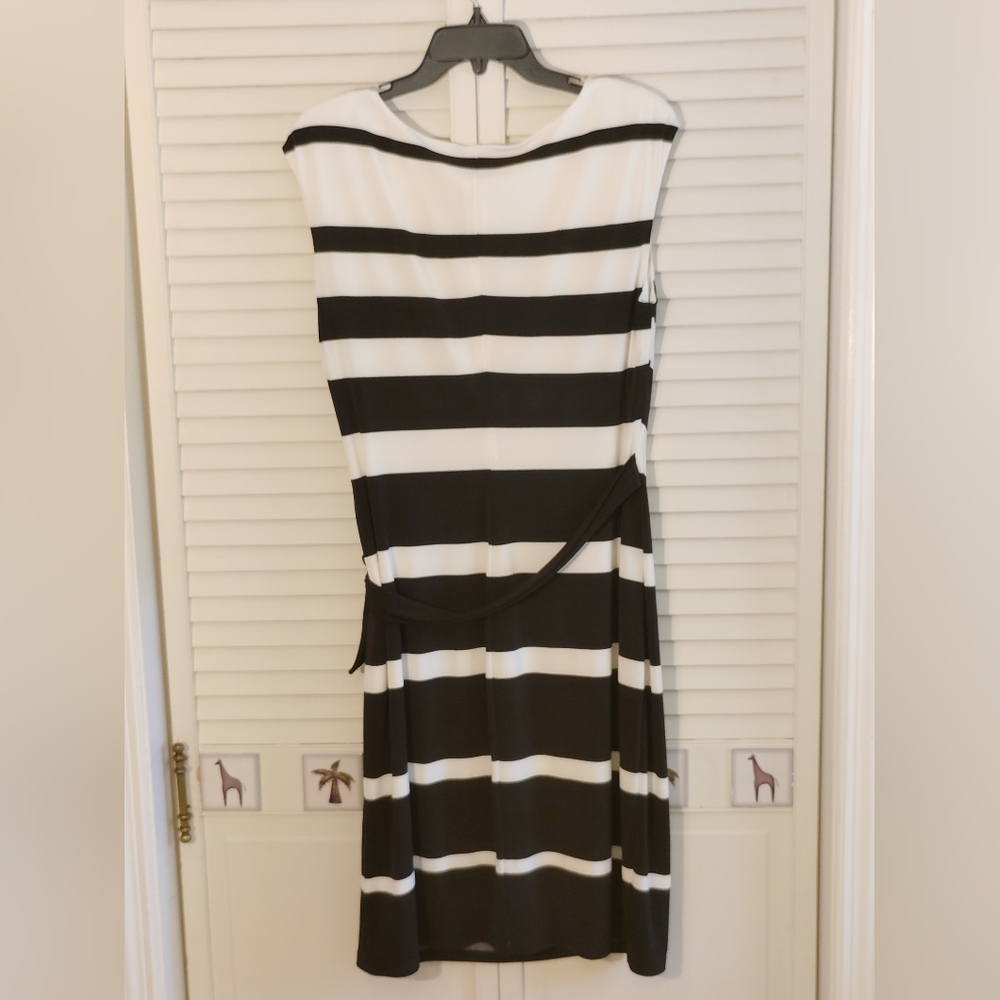Ralph Lauren Black and White Striped Midi Dress - Picture 3 of 8